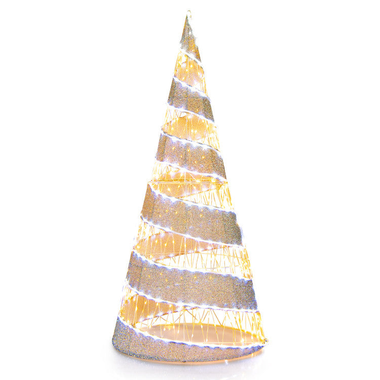5 Feet Pre-lit Christmas Cone Tree with 300 Warm White and 250 Cold White LED Lights