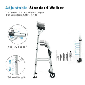 5 Inch Wheels Foldable Rehabilitation Auxiliary  Walker & Rollator