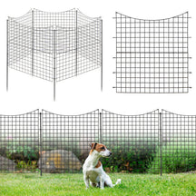 5 Panels No Dig Outdoor Decorative Garden Fence Versatile Metal Animal Barrier Landscape Fencing Edge with 5 Stakes