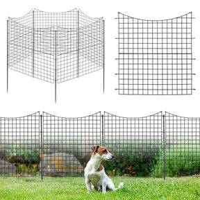 5 Panels No Dig Outdoor Decorative Garden Fence Versatile Metal Animal Barrier Landscape Fencing Edge with 5 Stakes