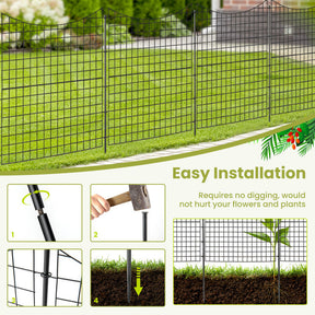 5 Panels No Dig Outdoor Decorative Garden Fence Versatile Metal Animal Barrier Landscape Fencing Edge with 5 Stakes