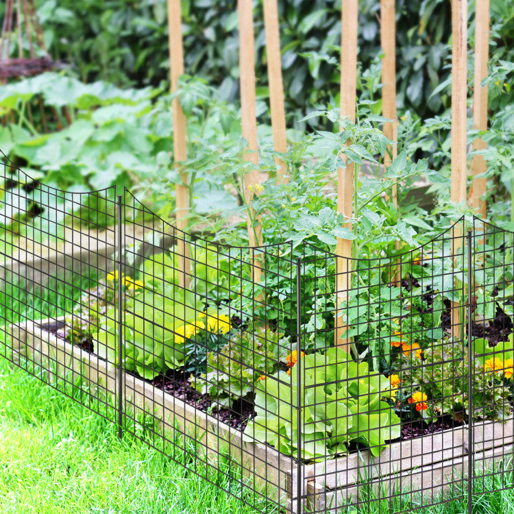 5 Panels No Dig Outdoor Decorative Garden Fence Versatile Metal Animal Barrier Landscape Fencing Edge with 5 Stakes