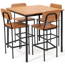 5 Pieces Counter Height Dining Table Set Industrial Kitchen Bar Stools Set Dinette Set with Footrest and Backrest