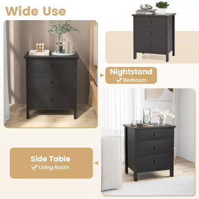 Giantex 3-Drawer Nightstand Wooden Bedside Table Modern Side End Table Chest of Drawers