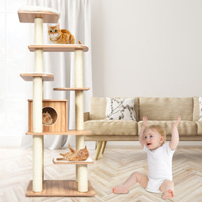 Modern Cat Climbing Tree with Scratch Resistant Sisal Rope Column