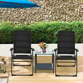 2-Pack Folding Patio Chairs, 7-Position Adjustable Lawn Chair Recliner Camping Chair, Compact Outdoor Sling Chair, Fully Assembly
