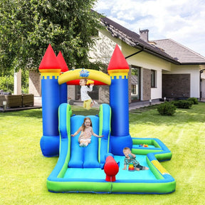 Kids Inflatable Bounce House Jumping Castle Water Slide Park Bouncer with Ball Shooting and Trampoline