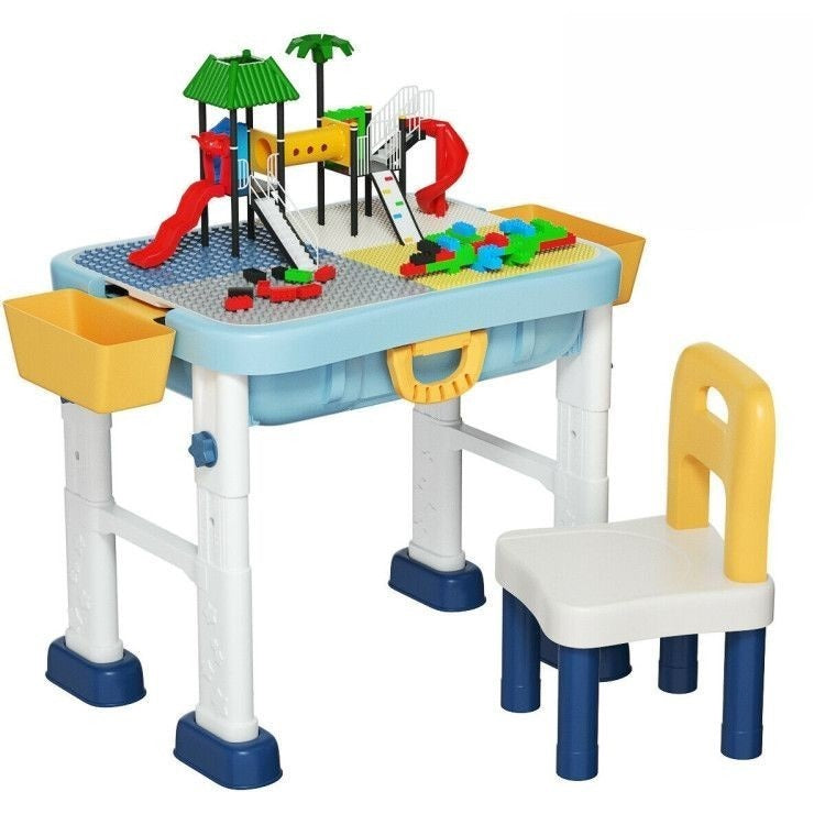 Hikidspace 6-in-1 Kids Activity Table Chairs Set with  Adjustable Height
