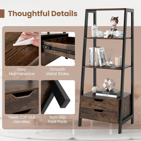 Ladder Bookshelf with Storage