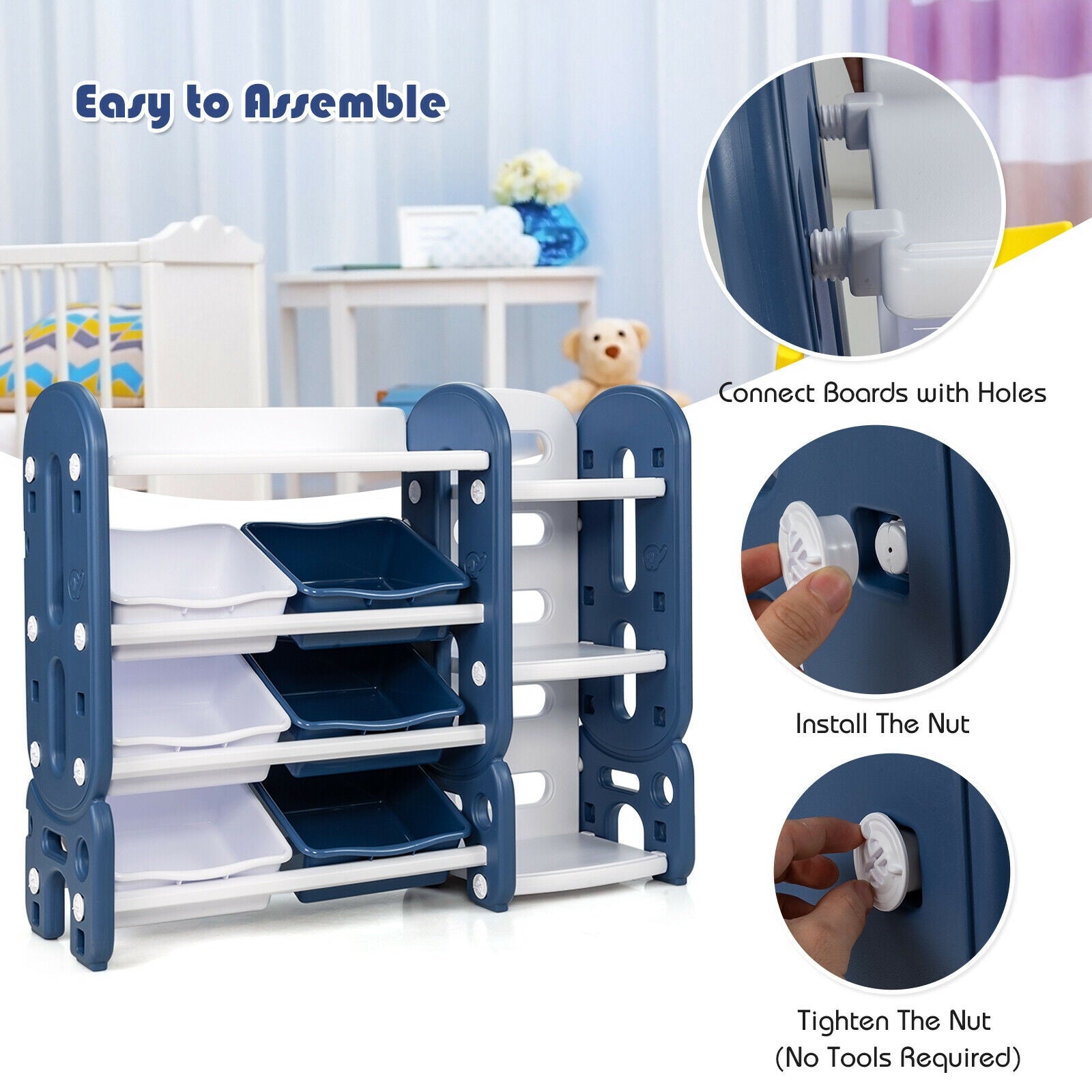 Kids Toy Storage Organizer with Bins and Multi-Layer Shelf for Living room and Playroom