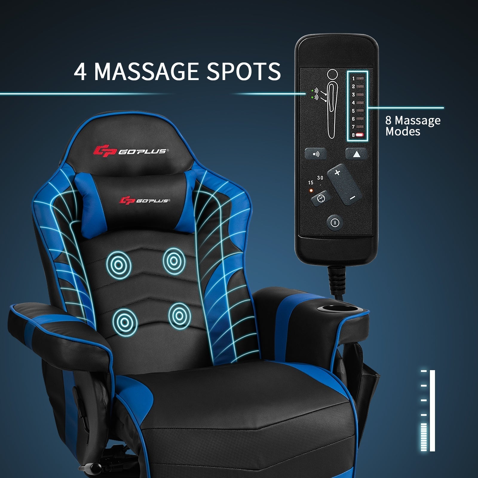 Ergonomic High Back Massage Gaming Chair with Pillow