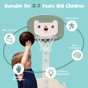 3-in-1 Adjustable Kids Basketball Hoop Sports Set