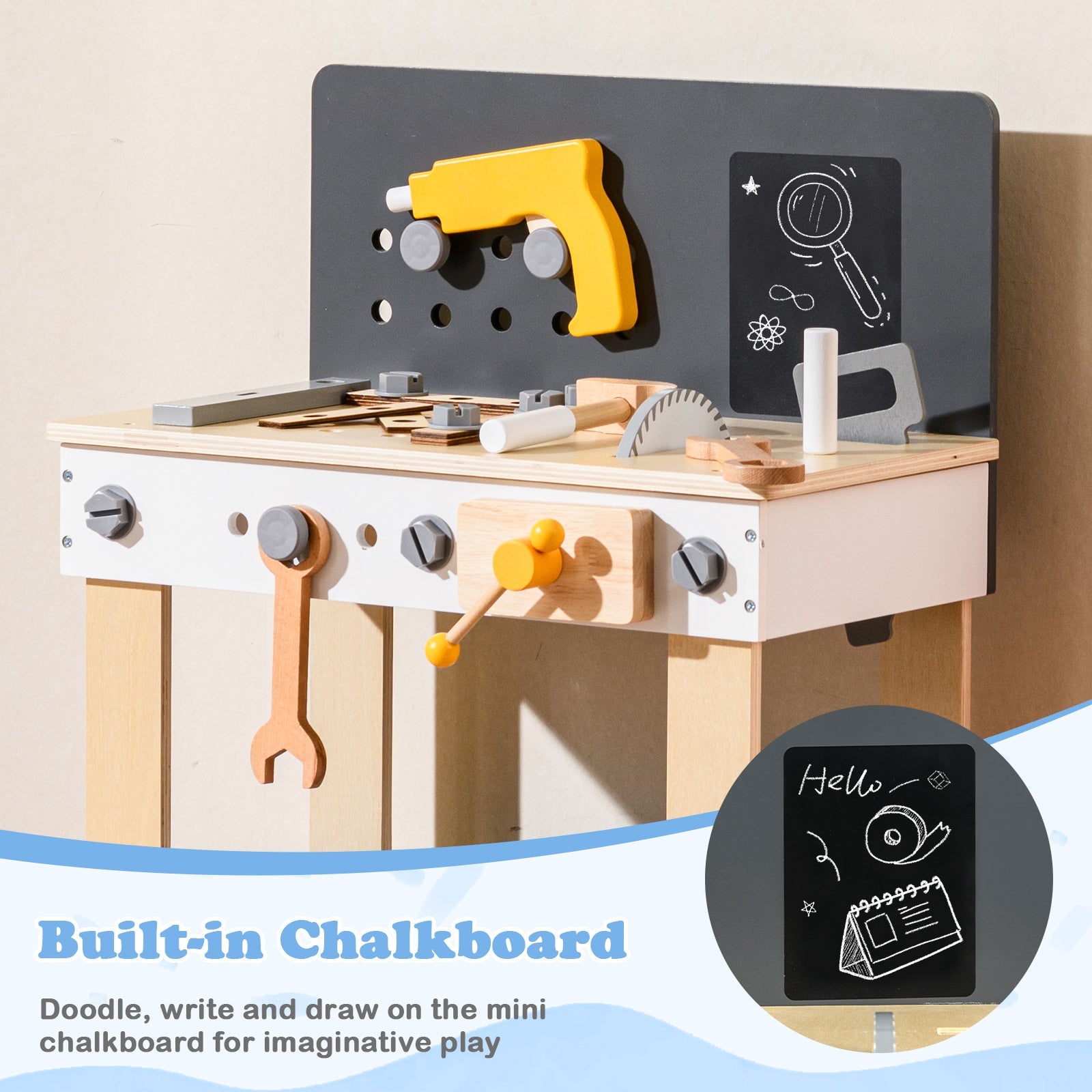 Tool Bench for Kids, Montessori Educational Toddler Construction Toys Gift for 3+ Years Old Boys Girls