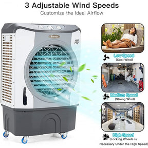 4-in-1 Portable Evaporative Air Purifier Air Cooler With 45L Tank and 3 Wind Speeds for Room Home Office