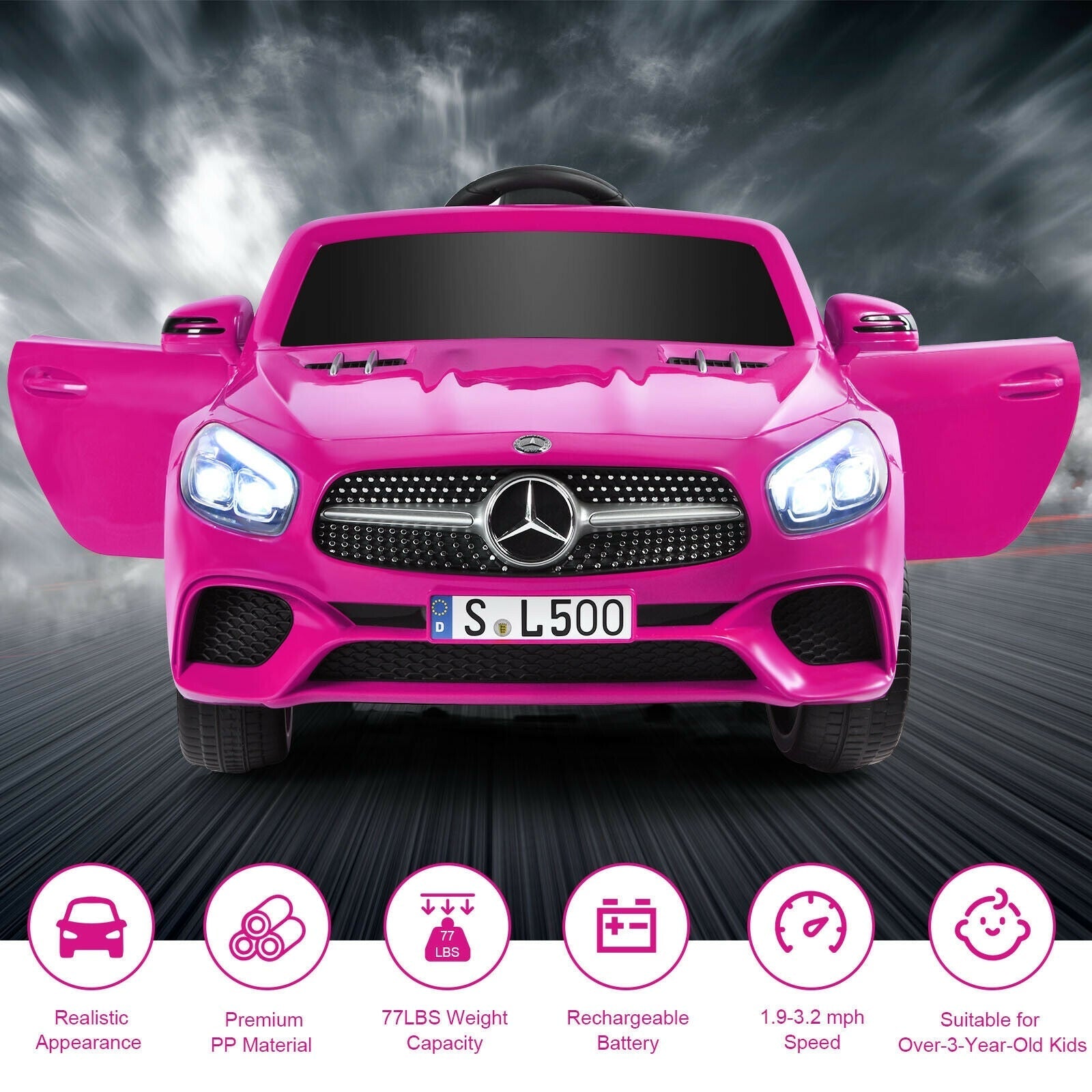 12V Mercedes-Benz SL500 Licensed Kids Ride On Car with Remote Control