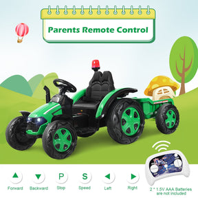 12V 2-in-1 Electric Kids Ride on Car Tractor with Remote Control LED Light Horn