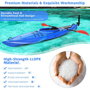 Single Sit-in Kayak Fishing Kayak Boat With Paddle and Detachable Rudder
