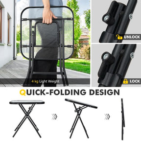 Folding Coffee Table with Tempered Glass Tabletop
