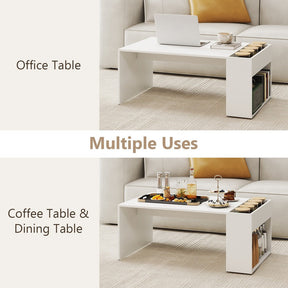 Coffee Table w/ Double-Layer Storage Space Modern Center Table for Living Room