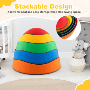 5 Pieces Stackable Toddler River Stone Set with Non-Slip Edge