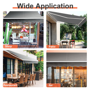 2.5 x 2/2.95M Retractable Awning, Sun Shade Shelter w/Easy Opening Manual Crank Handle