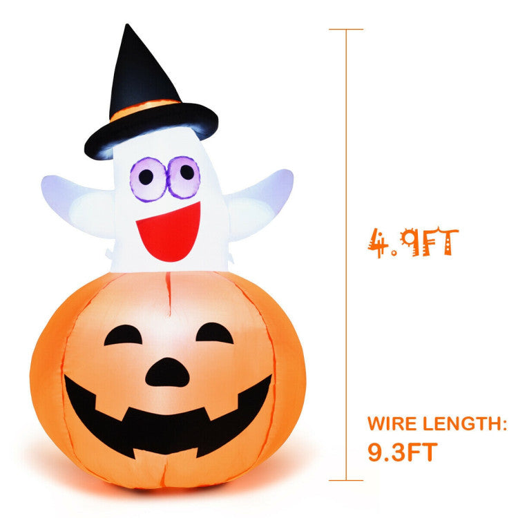 5ft Halloween Pumpkin Lantern Inflatable Ghost with LED Bulb