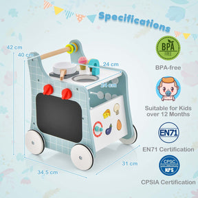 6-in-1 Toddler Push and Pull Walker with Play Kitchen for Kids