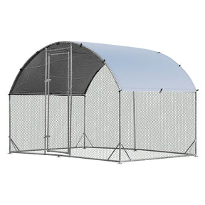 6.2ft Outdoor Metal Chicken Coop Hen Run House Galvanized Walk-in Dome Cage with Protective Cover