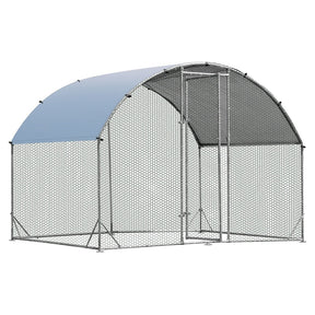 6.2ft Outdoor Metal Chicken Coop Hen Run House Galvanized Walk-in Dome Cage with Protective Cover