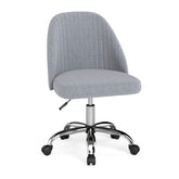 Office Chair, Modern Armless Desk Chair with Curved Backrest & Upholstered Seat