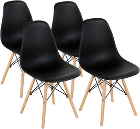 Giantex Eames Dining Chairs, Molded Shell Plastic Chairs w/Wood Legs & Ergonomic Backrest