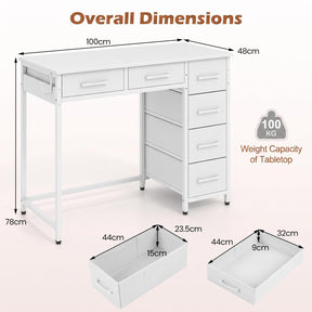 Computer Desk with Reversible Drawers, Home Office Desk