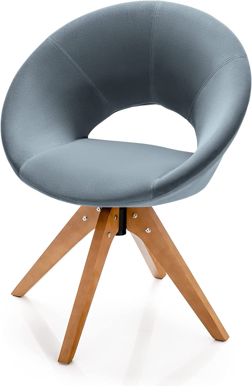 Giantex Swivel Accent Chair, Modern Office Chair w/Solid Wood Legs, Oversized Upholstered Leisure Chair