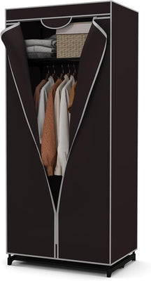 Fabric Wardrobe Portable Single Clothes Closet w/Hanging Rail
