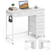 Computer Desk with Reversible Drawers, Home Office Desk
