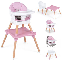 9-in-1 Convertible High Chair, Kids Table and Chair Set w/Solid Wood Legs, Removable Dishwasher-Safe Tray
