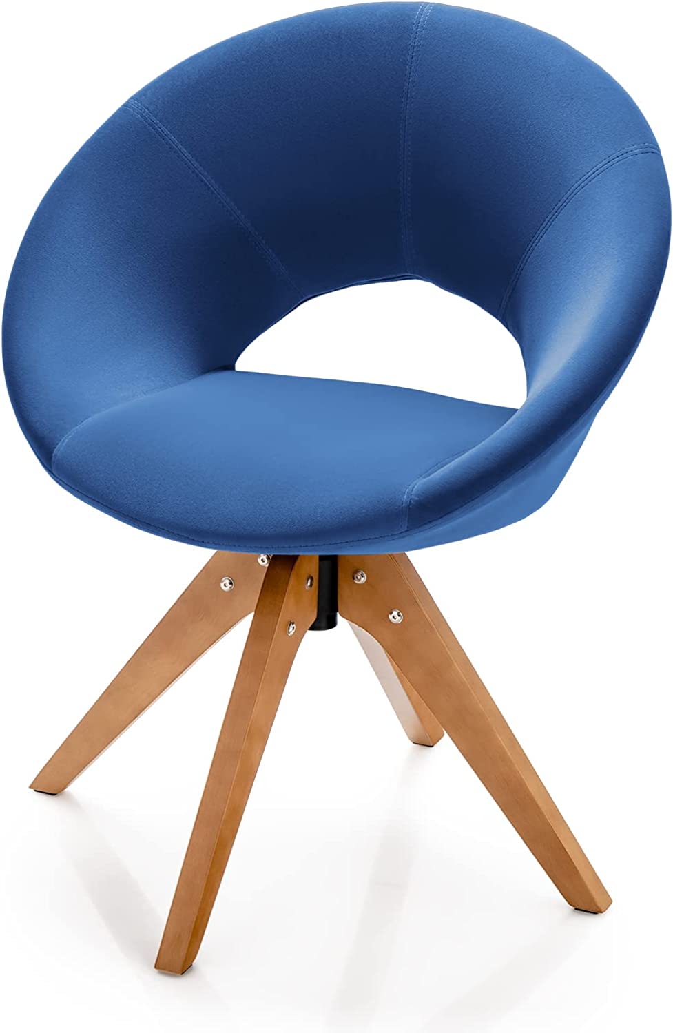 Giantex Swivel Accent Chair, Modern Office Chair w/Solid Wood Legs, Oversized Upholstered Leisure Chair