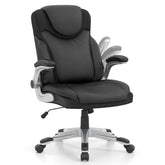 Executive Office Chair, PU Leather Ergonomic Desk Chair with Flip-up Armrests and Height Adjustable