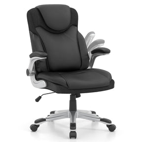 Executive Office Chair, PU Leather Ergonomic Desk Chair with Flip-up Armrests and Height Adjustable