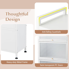 5-Tier Mobile Kitchen Storage Cabinet, Freestanding Metal Pantry Cabinet w/4 Flip-up PC Doors