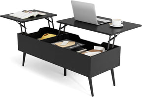 Heavy-Duty Metal Frame Tea Table Center Table w/Hidden Compartments
