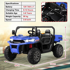 2-Seater Kids Ride On Dump Truck, Electric Toy Tractor w/Dump Bed, Shovel, 2.4G Remote Control, Wireless Connection