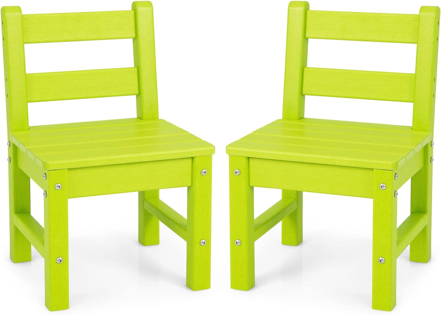 HONEY JOY 2 PCS Kids Chairs, Weather Resistant Heavy-Duty Children Learning Chair w/Backrest