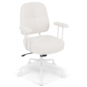 Mid Century Modren Office Chair, Faux Fur Desk Chair w/Armrest & Mid Back