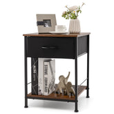 2 Tiers Nightstand for Bedroom, Compact Industrial Style Sofa Side & Bedside Table