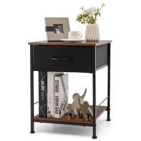 2 Tiers Nightstand for Bedroom, Compact Industrial Style Sofa Side & Bedside Table