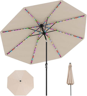 3 m Solar Patio Umbrella w/ 96 LED Lights, 9 Modes