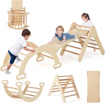 8-in-1 Wooden Triangle Set, Montessori Climbing Toys with Arch Climber, Rocker, Reversible Ramp