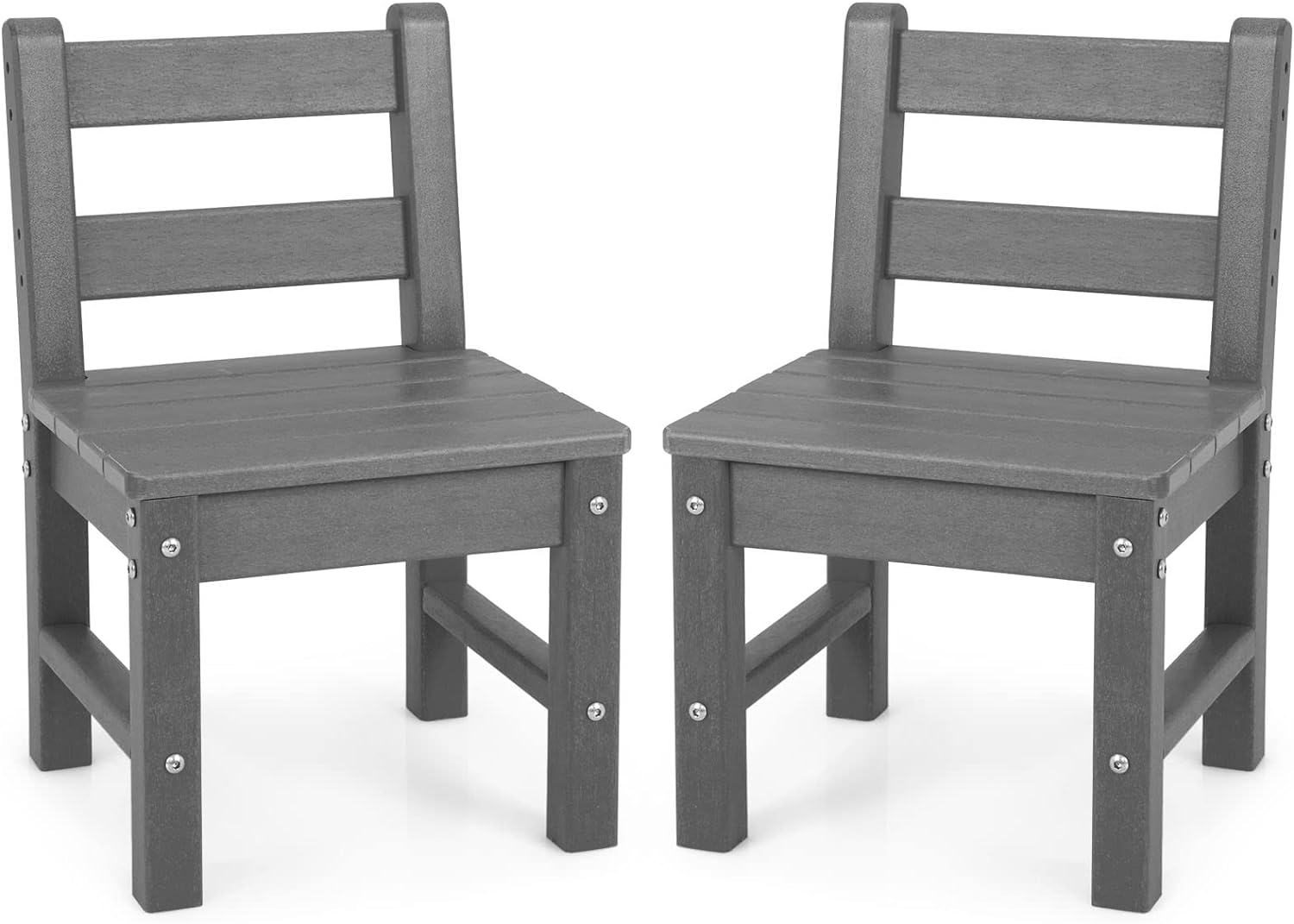 HONEY JOY 2 PCS Kids Chairs, Weather Resistant Heavy-Duty Children Learning Chair w/Backrest