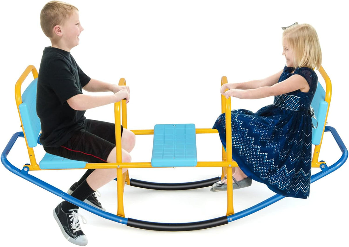 Kids Seesaw Teeter Totter, Metal Rocking Seesaw Heavy Duty Indoor Outdoor Playground Equipment for Toddlers